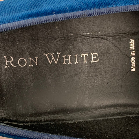 RON WHITE Size 10.5 Blue Velvet Slip On Loafers