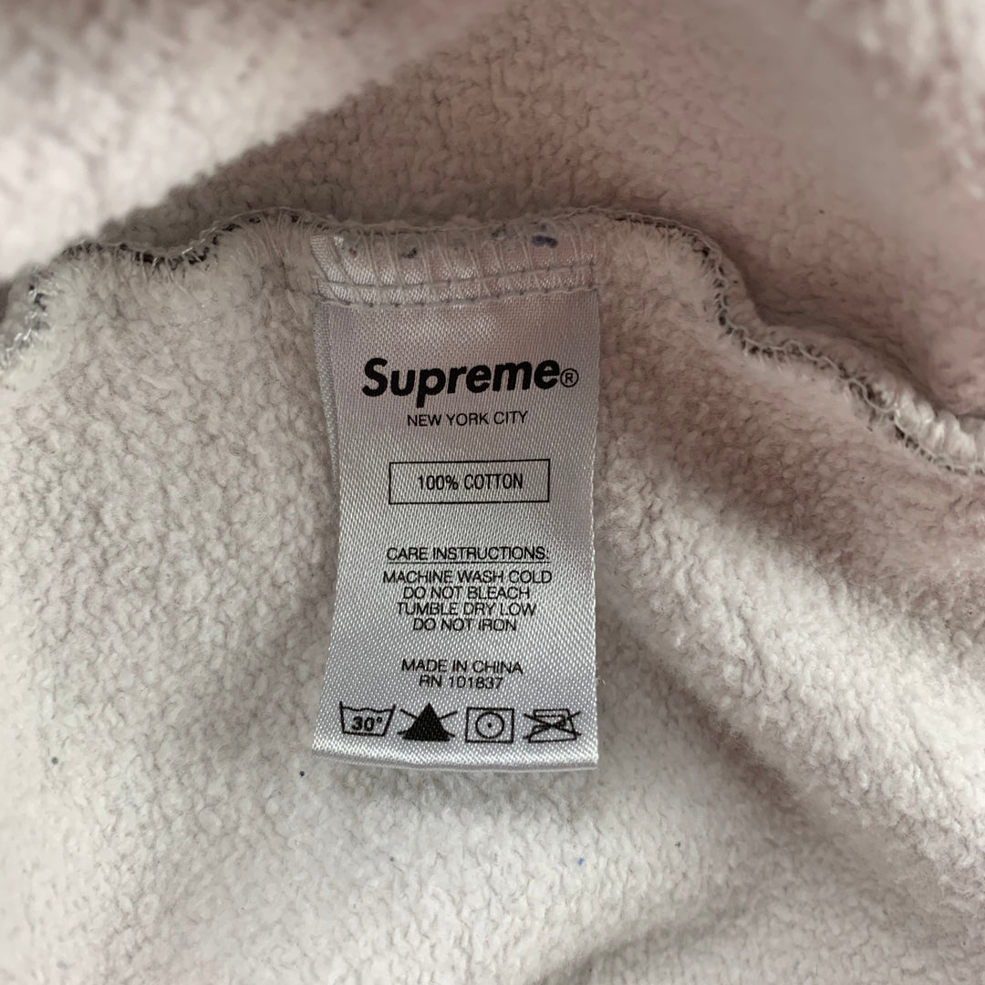 SUPREME FW 2018 Jesus & Mary Size L Grey & White Cotton Hooded Sweatshirt