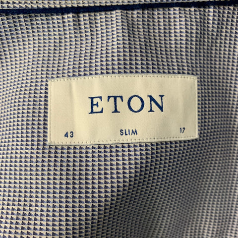 ETON Talla XL Camisa de manga larga con botones de algodón blanco y negro