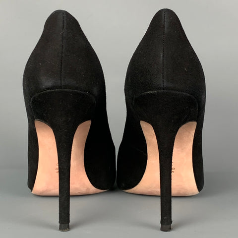 JEAN-MICHEL CAZABAT Zapatos de tacón con punta en punta de ante de lagarto negro Talla 9