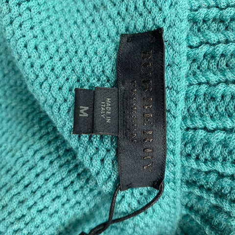 BURBERRY PRORSUM Spring 2015 Size M Teal Knitted Cashmere Blend Patch Pocket Cardigan Sweater