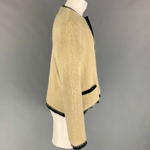 JEAN PAUL GAULTIER Size M Yellow Black Mohair Blend Button Down Cardigan