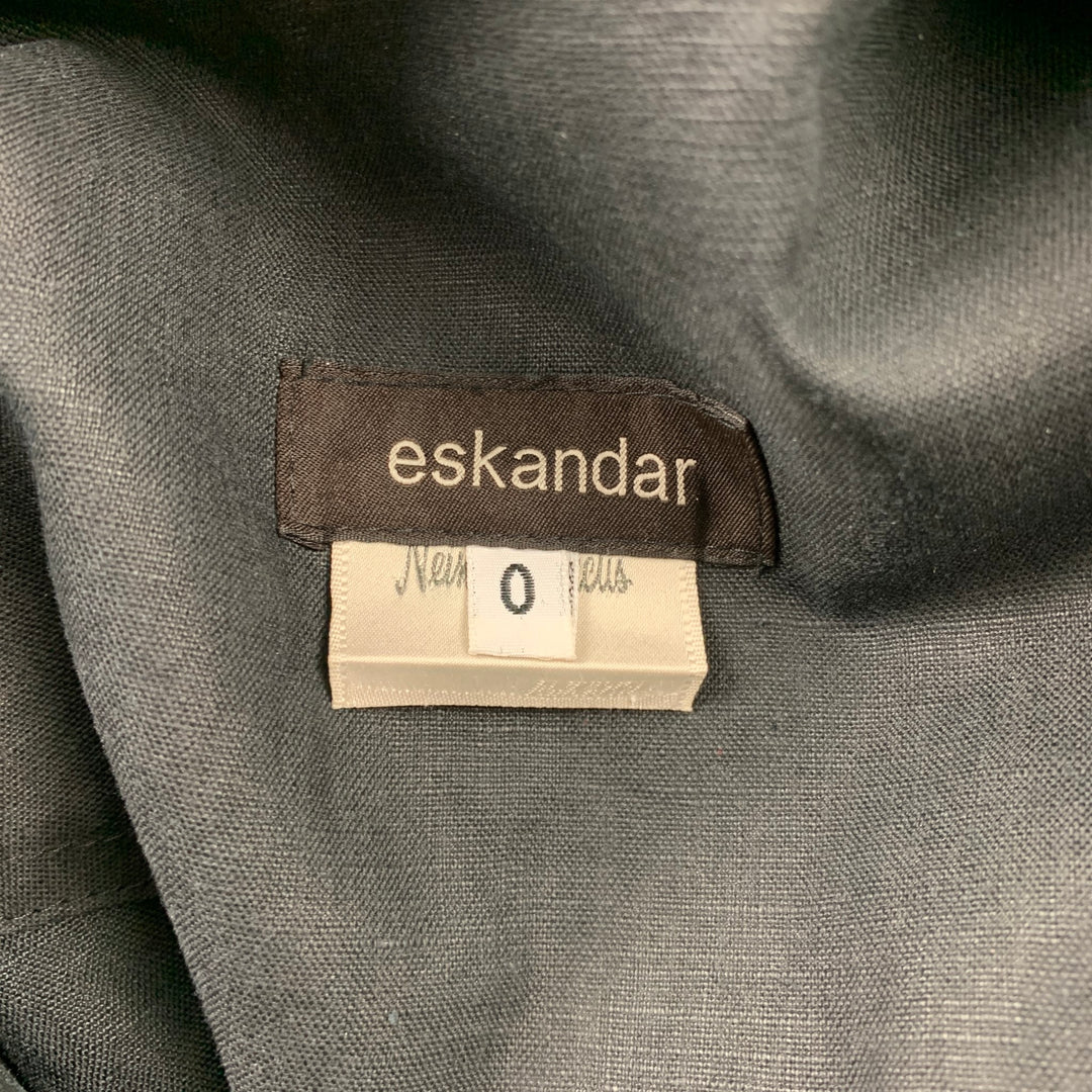 ESKANDAR Size One Size Charcoal Linen Overcoat