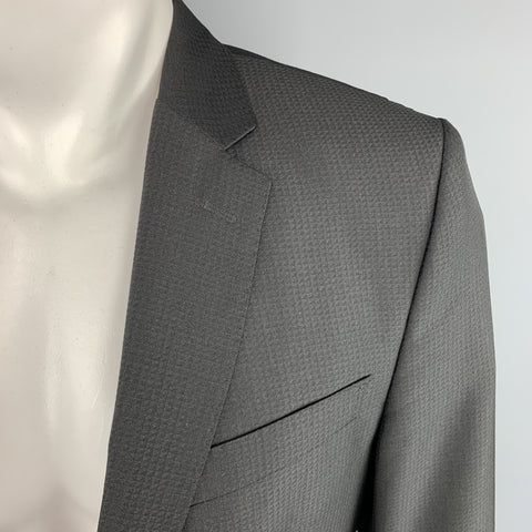 VERSACE COLLECTION Size 42 Grid Black on Black Notch Lapel Sport Coat