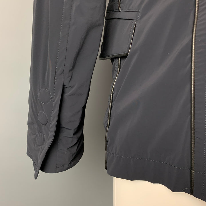GIORGIO ARMANI Size 42 Navy Nylon Blend Snaps Lightweight Jacket