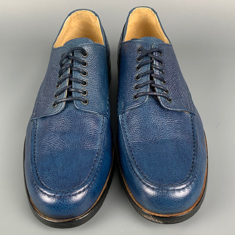 THE GENERIC MAN Size 10 Royal Blue Leather Lace Up Shoes