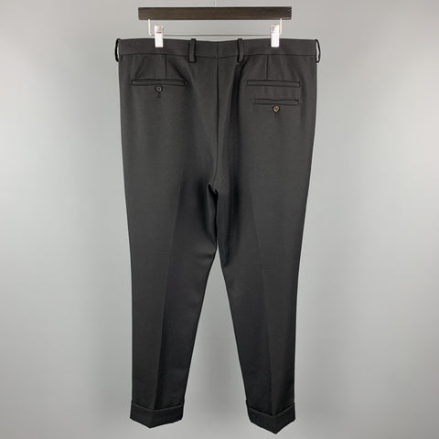 NEIL BARRETT Size 36 Black Twill Wool Pleated Cuffed Dress Pants