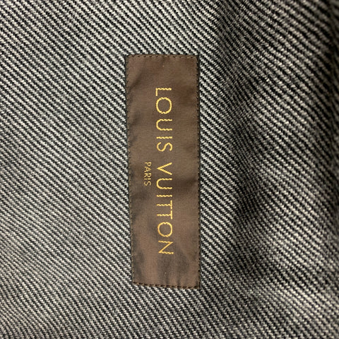 LOUIS VUITTON Size 44 Black & Grey Textured Wool / Alpaca Sport Coat