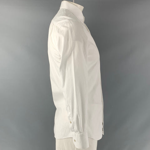 J.HILBURN Size 40 White Paisley Cotton Long Sleeve Shirt