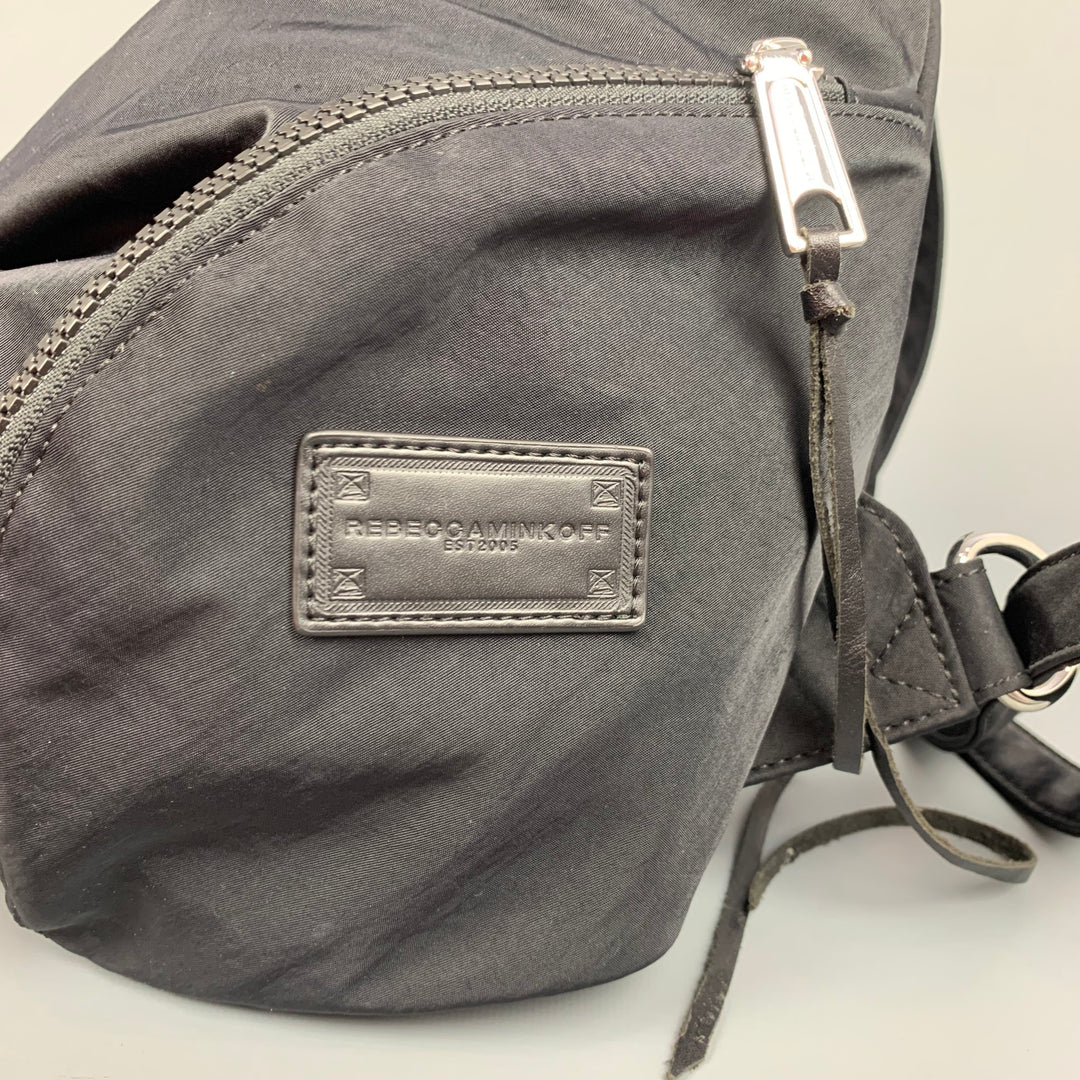 REBECCA MINKOFF Black Nylon Leather Backpack
