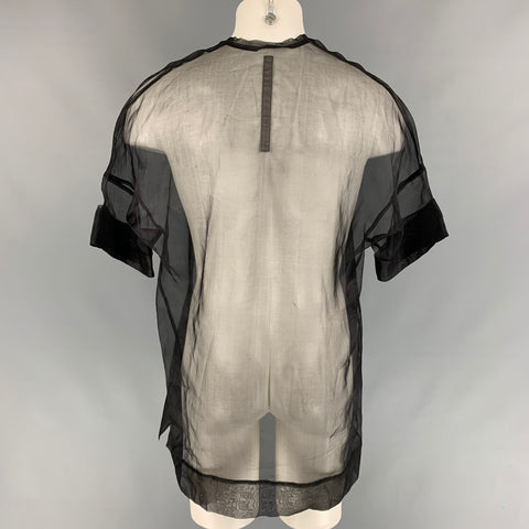 SILENT by DAMIR DOMA Size S Black See-Through Silk V-Neck T-shirt