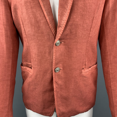 JUST CAVALLI Washed Brick Red Cotton / Linen Notch Lapel Sport Coat