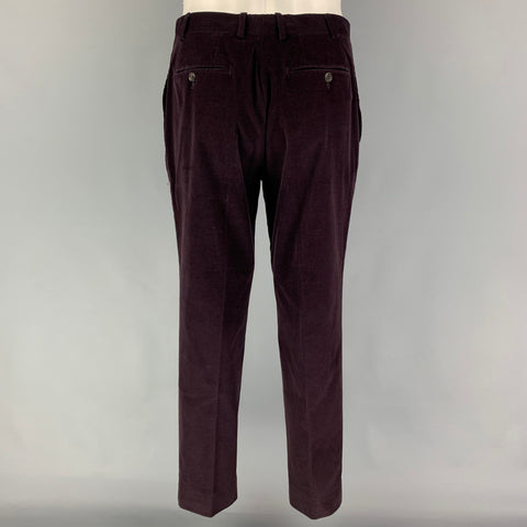 CANALI Size 38 Purple Corduroy Cotton Notch Lapel Suit