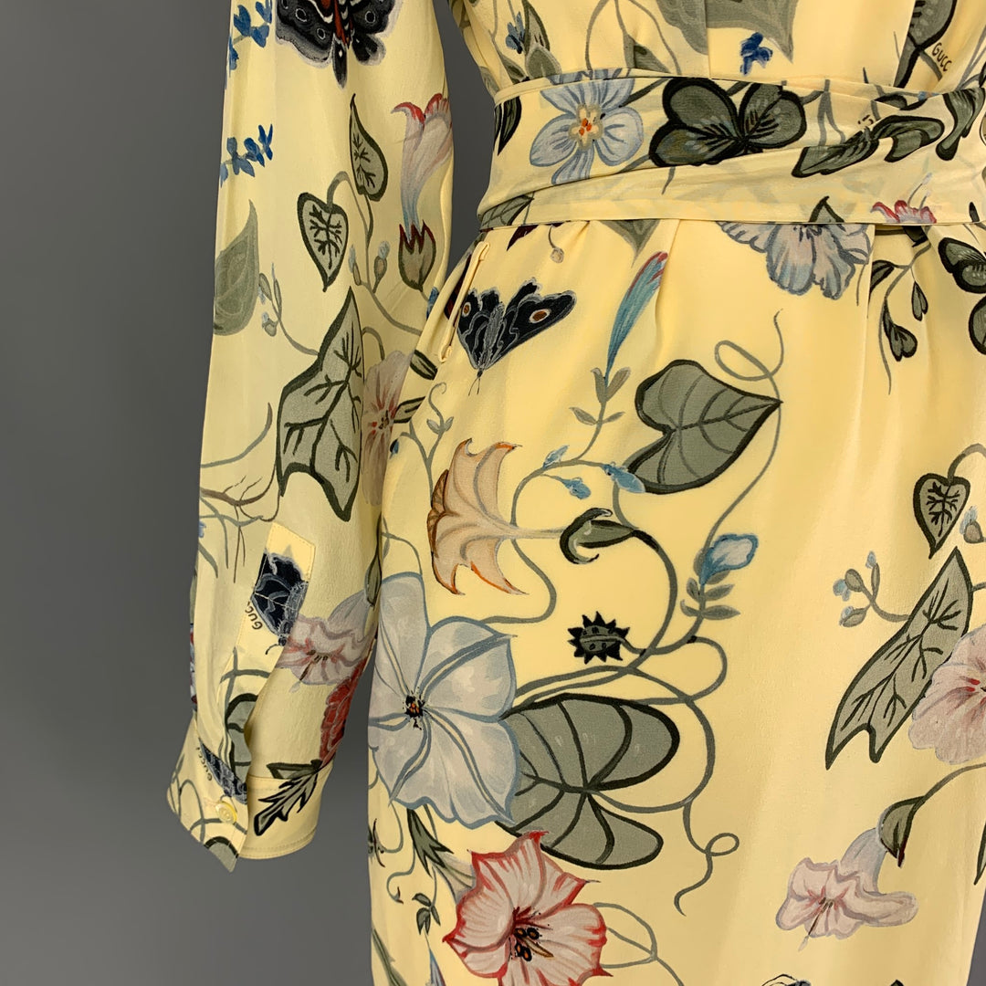 GUCCI 2015 Resort Flora by Kris Knight Size 6 Yellow Green Silk Long S –  Sui Generis Designer Consignment