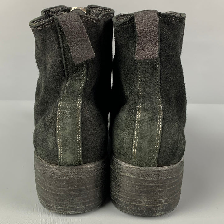 GUIDI Size 8 Black Leather Distressed Boots