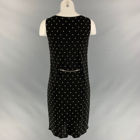 MOSCHINO Size 6 Black Silver Polyester Studded Shift Below Knee Dress