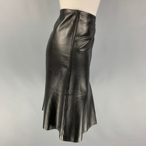 CHANEL 94305 04A Talla 6 Falda trompeta de cuero negro