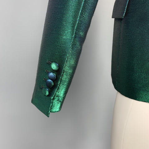 EACH X OTHER Size 36 Green Iridescent Polyester Blend Sport Coat