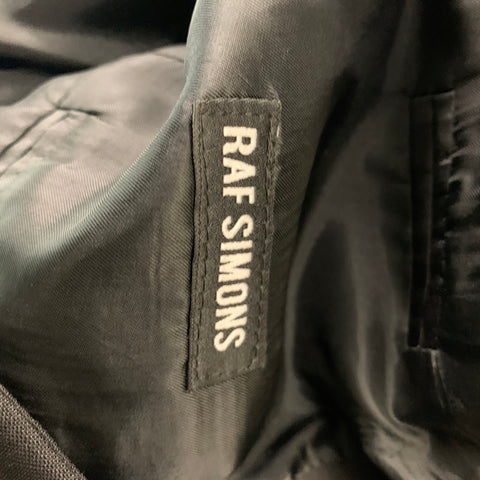 RAF SIMONS Chest Size 40 Short Black Solid Wool Blend Notch Lapel Sport Coat