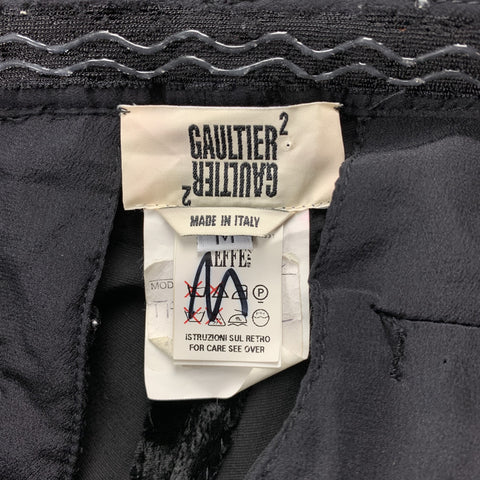 GAULTIER 2 by JEAN PAUL GAULTIER Size M Black Mixed Materials Velvet Button Fly Casual Pants