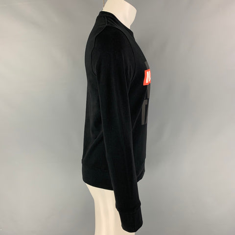 NEIL BARRETT Size S Black Red Man-Tastic Graphic Viscose Crew-Neck Sweatshirt