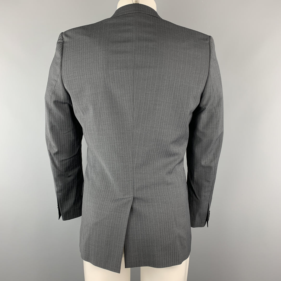 FILIPPA K 36 Manteau de sport à revers cranté en mélange de polyester à rayures gris foncé