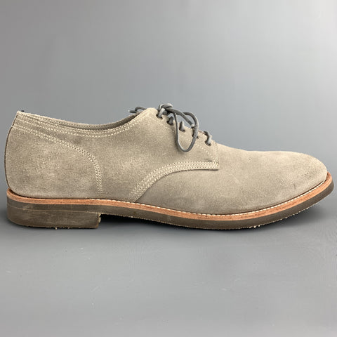 PAUL SMITH Size 12 Light Grey Suede Lace Up Shoes