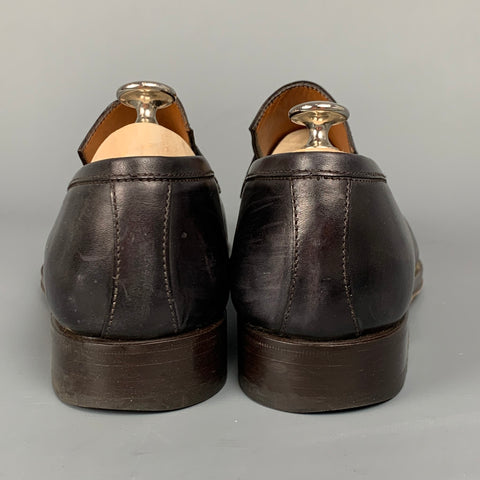 BONTONI Size 10 Black Distressed Leather Custom Loafers