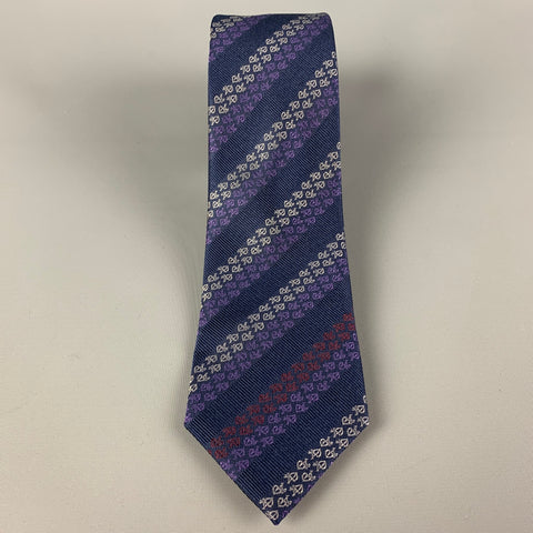 ROZBORA Blue Purple Abstract Silk Tie