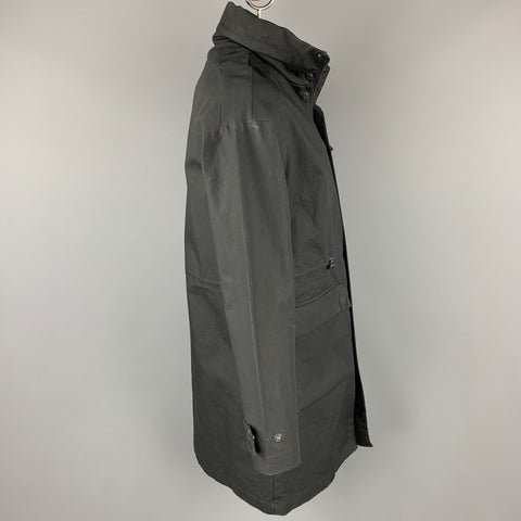 WHYRED Size XXL Black Cotton Patch Pocket Hooded Coat