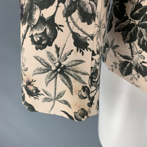 GUCCI Size 38 Cream Black Floral Cotton Single breasted Sport Coat