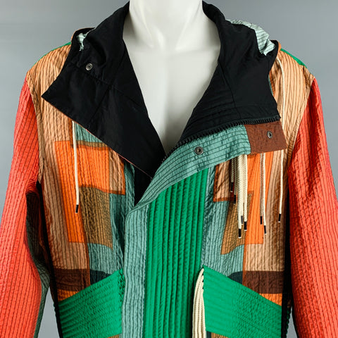 CRAIG GREEN FW18 Taille L Manteau à capuche en nylon patchwork multicolore