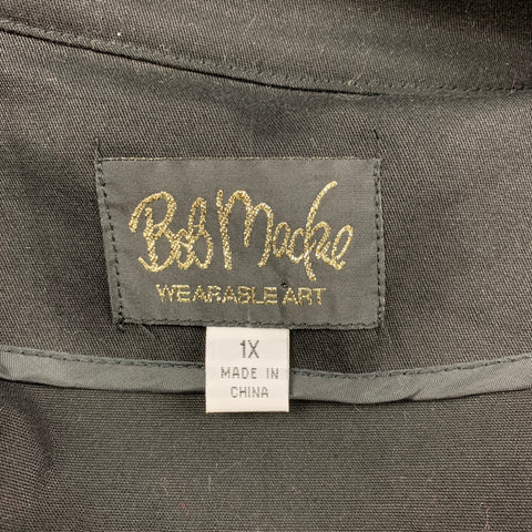 BOB MACKIE Taille XL Veste d’embellissement en coton argent noir