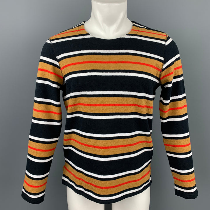 LEVI'S MADE & CRAFTED Size S Black & Mustard Stripe Cotton Crew-Neck Pullover