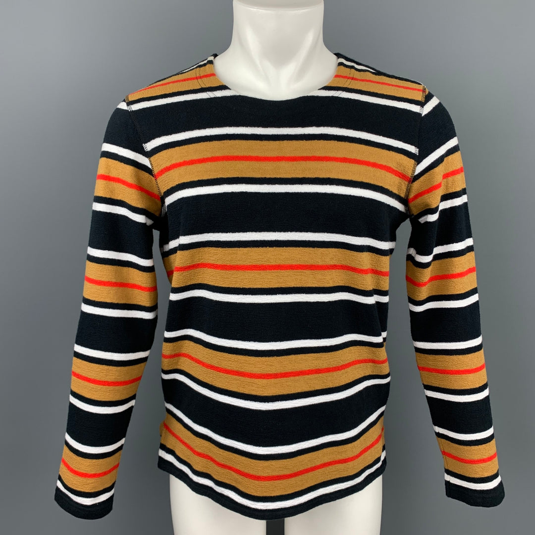 LEVI'S MADE &amp; CRAFTED Jersey de algodón con cuello redondo y rayas en negro y mostaza talla S