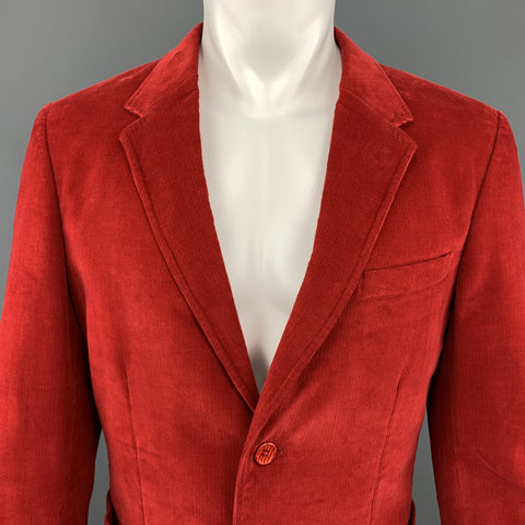 PS by PAUL SMITH Taille 40 Manteau de sport en velours côtelé rouge à revers simple boutonnage à 2 boutons