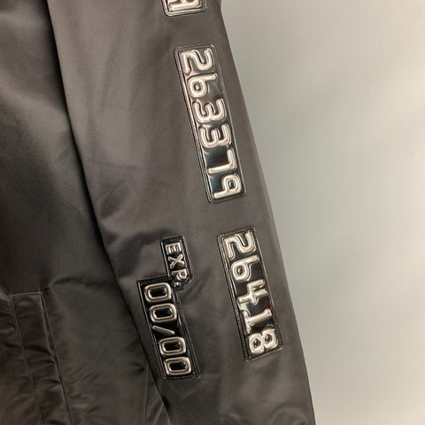 ALEXANDER WANG Size S Black Silver Logo Polyamide Snaps Jacket
