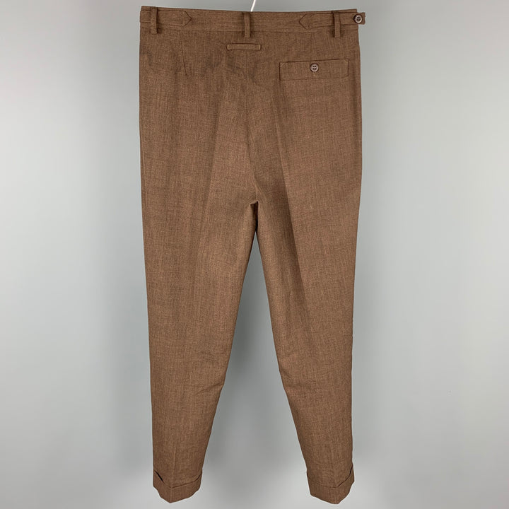 Vintage JEAN PAUL GAULTIER Talla 34 Pantalón de vestir plisado de mezcla de lana marrón