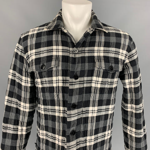 C'N'C by CoSTUME NATIONAL Size 40 Black & White Plaid Polyester / Cotton Shirt Jacket
