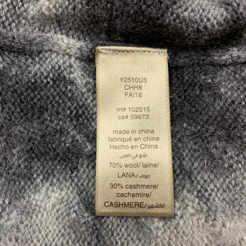 JOHN VARVATOS Size XL Grey Black Cable Knit Wool Cashmere Pullover