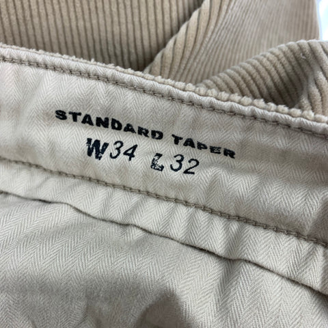 LEVI'S XX CHINO Size 34 Tan Corduroy Cotton Polyester Casual Pants