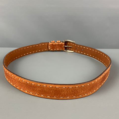 LEYVA Taille 36 Ceinture en cuir à coutures contrastées beige