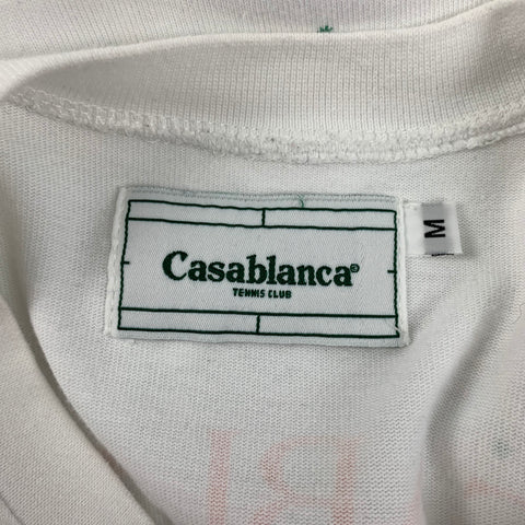 CASABLANCA Size M White Green Cotton Cupid T-shirt