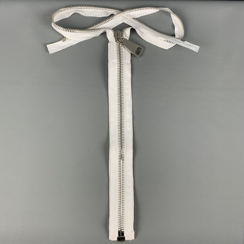 NO BRAND White Silver Cotton Metal Oversized Zipper Necklace