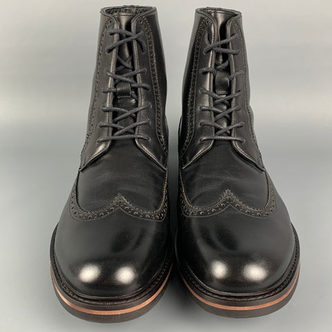 ENGLISH LAUNDRY Size 12 Black Wingtip Leather Ankle Boots