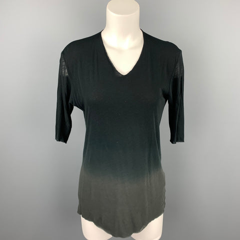 THE VIRIDI-ANNE Taille M T-shirt col en V en coton ombré gris