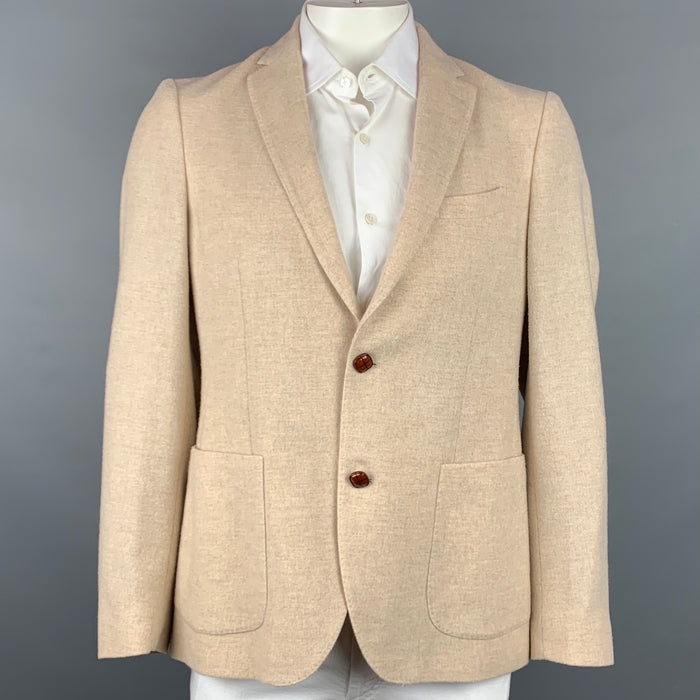 ETRO Size 42 Beige Heather Wool Blend Notch Lapel Sport Coat