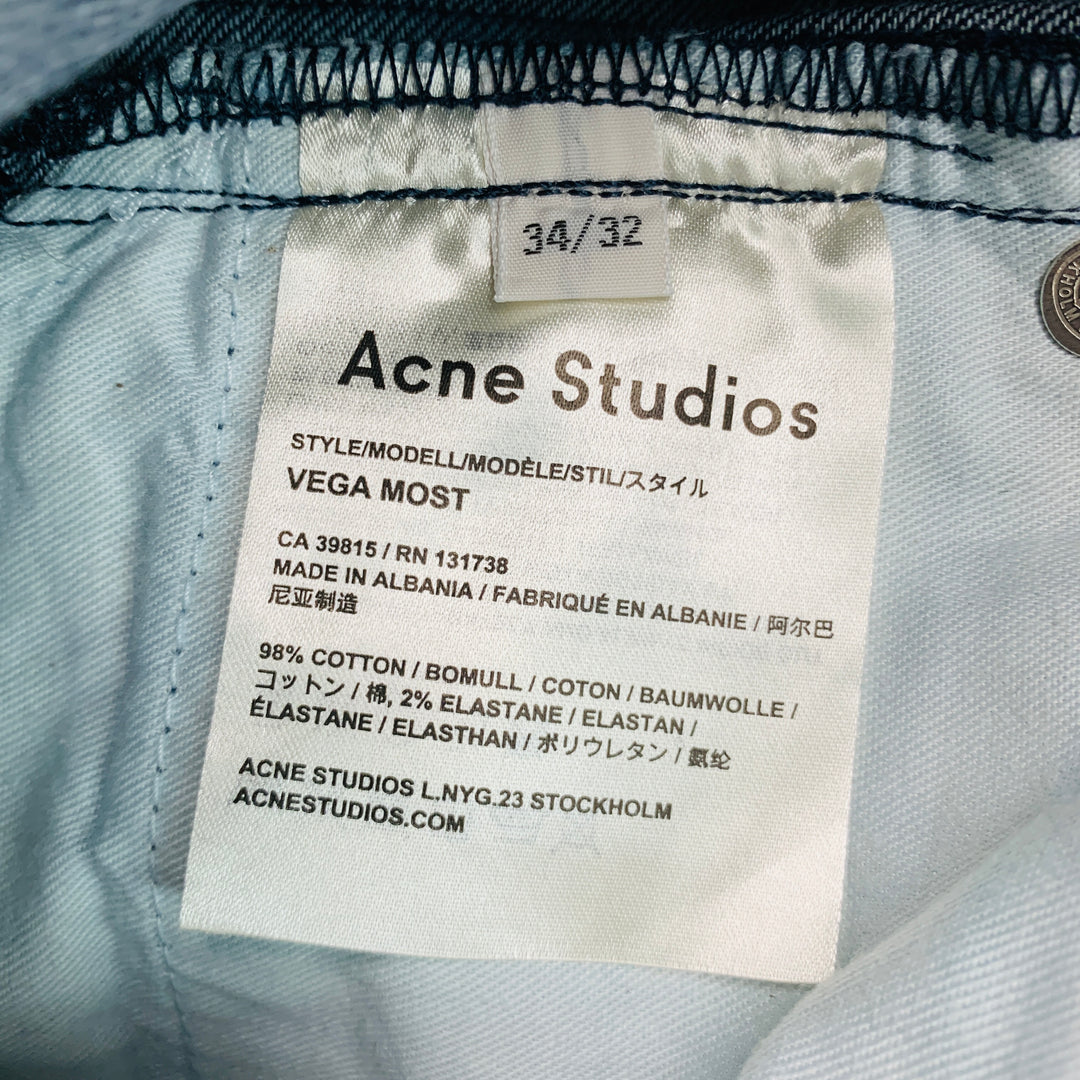 ACNE STUDIOS Taille 34 Pantalon décontracté en coton mélangé bleu marine à 5 poches