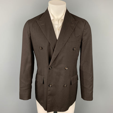 BOGLIOLI Size 38 Regular Brown Virgin Wool Peak Lapel Sport Coat