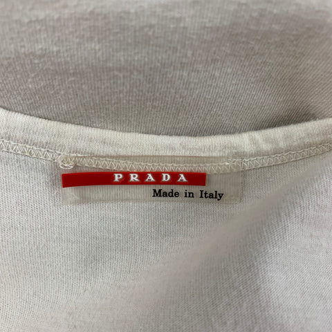 PRADA Size S Beige Grey Cotton Applique Tank Casual Top